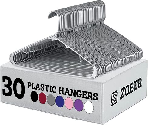 ZOBER Clothes Hangers - Black, Plastic Hangers 50 Pack for Shirts, Dresses, and Pants - Durable, Flexible Plastic Clothing Hangers in Saudi Arabia
