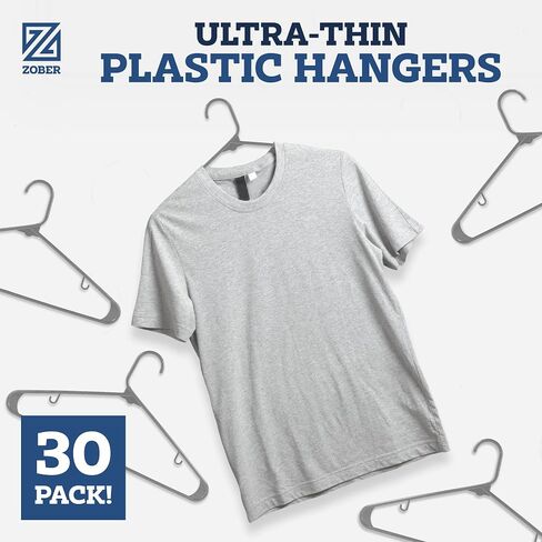 ZOBER Clothes Hangers - Black, Plastic Hangers 50 Pack for Shirts, Dresses, and Pants - Durable, Flexible Plastic Clothing Hangers in Saudi Arabia