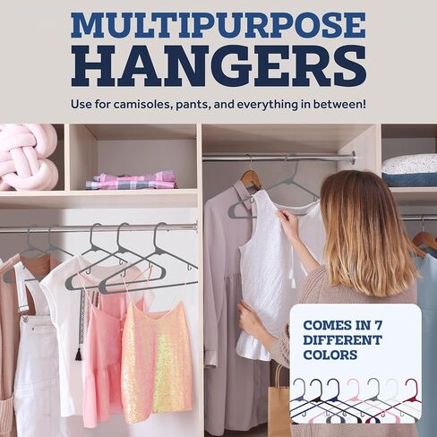 ZOBER Clothes Hangers - Black, Plastic Hangers 50 Pack for Shirts, Dresses, and Pants - Durable, Flexible Plastic Clothing Hangers in Saudi Arabia