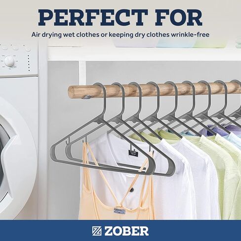 ZOBER Clothes Hangers - Black, Plastic Hangers 50 Pack for Shirts, Dresses, and Pants - Durable, Flexible Plastic Clothing Hangers in Saudi Arabia
