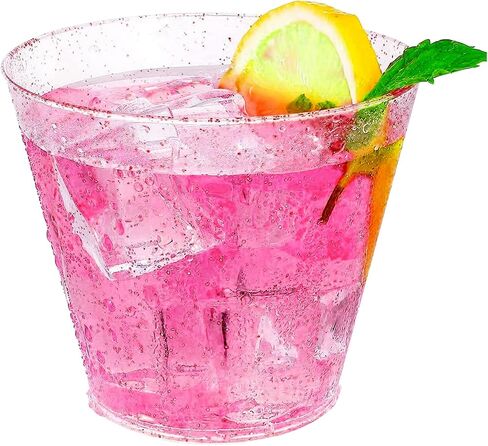 HKACSTHI 25 Pieces 9oz Plastic Cups Disposable Glitter Cups Wine Glasses Clear Plastic Tumblers Dessert Cups Drinking Cups Wedding Party Cups Cocktail Cups (Gold) in Saudi Arabia