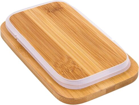 Butter Dish with Cover - Ceramics Butter Container with Bamboo Lid for Countertop,Double-layer Silicone Sealing Larger Butter Dishes with Covers Perfect for East West Coast Butter (Black with Words) in Kuwait