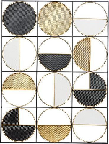 CosmoLiving من Cosmopolitan Metal Geometric Home Wall Decor منحوتة حائط نصف قمر مع تفاصيل ذهبية، لوحة فنية جدارية مقاس 30 بوصة × 1 بوصة × 40 بوصة، أسود in Saudi Arabia