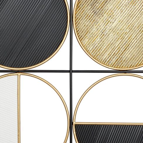 CosmoLiving من Cosmopolitan Metal Geometric Home Wall Decor منحوتة حائط نصف قمر مع تفاصيل ذهبية، لوحة فنية جدارية مقاس 30 بوصة × 1 بوصة × 40 بوصة، أسود in Saudi Arabia