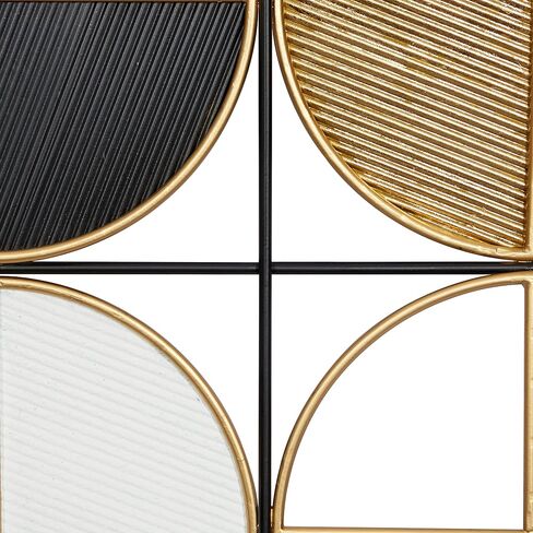 CosmoLiving من Cosmopolitan Metal Geometric Home Wall Decor منحوتة حائط نصف قمر مع تفاصيل ذهبية، لوحة فنية جدارية مقاس 30 بوصة × 1 بوصة × 40 بوصة، أسود in Saudi Arabia