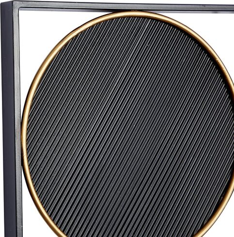 CosmoLiving من Cosmopolitan Metal Geometric Home Wall Decor منحوتة حائط نصف قمر مع تفاصيل ذهبية، لوحة فنية جدارية مقاس 30 بوصة × 1 بوصة × 40 بوصة، أسود in Saudi Arabia