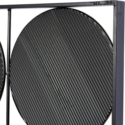 CosmoLiving من Cosmopolitan Metal Geometric Home Wall Decor منحوتة حائط نصف قمر مع تفاصيل ذهبية، لوحة فنية جدارية مقاس 30 بوصة × 1 بوصة × 40 بوصة، أسود in Saudi Arabia
