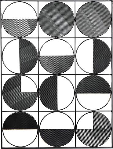 CosmoLiving من Cosmopolitan Metal Geometric Home Wall Decor منحوتة حائط نصف قمر مع تفاصيل ذهبية، لوحة فنية جدارية مقاس 30 بوصة × 1 بوصة × 40 بوصة، أسود in Saudi Arabia