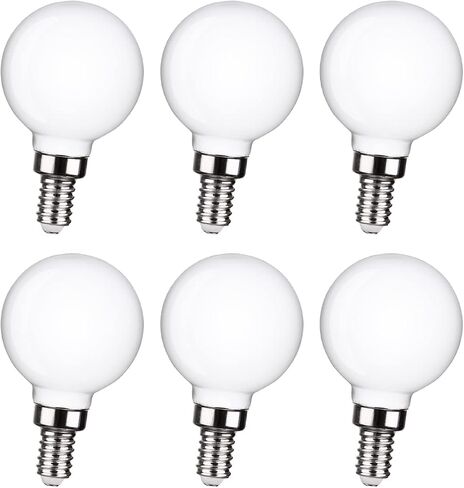 6 Pack G16.5 LED Ceiling Fan Light Bulbs, Dimmable LED Candelabra Bulb 4.5W Equivalent to 60W 500LM, E12 Chandelier LED Globe Bulbs for Chandelier,Vanity and Ceiling Fan Light Bulbs Milky Glass 2700K in Saudi Arabia