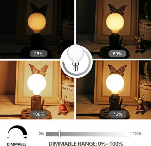 6 Pack G16.5 LED Ceiling Fan Light Bulbs, Dimmable LED Candelabra Bulb 4.5W Equivalent to 60W 500LM, E12 Chandelier LED Globe Bulbs for Chandelier,Vanity and Ceiling Fan Light Bulbs Milky Glass 2700K in Saudi Arabia