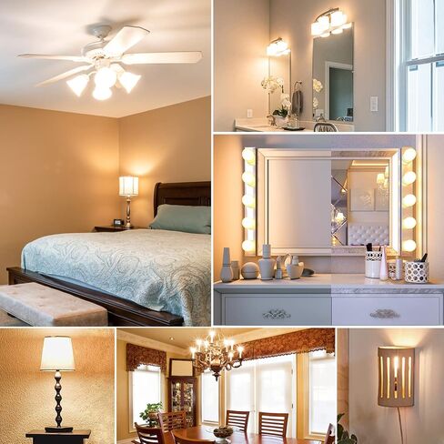 6 Pack G16.5 LED Ceiling Fan Light Bulbs, Dimmable LED Candelabra Bulb 4.5W Equivalent to 60W 500LM, E12 Chandelier LED Globe Bulbs for Chandelier,Vanity and Ceiling Fan Light Bulbs Milky Glass 2700K in Saudi Arabia