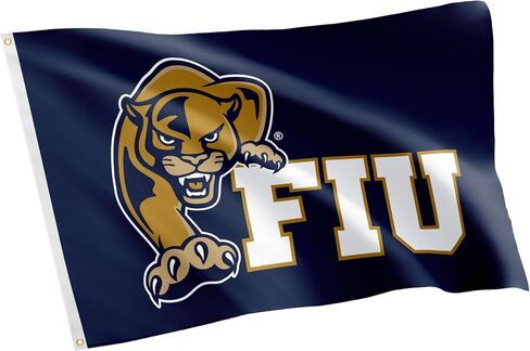 لافتات علم جامعة ديزرت كاكتوس فلوريدا الدولية علم بانثرز FIU 100% بوليستر للاستخدام الداخلي والخارجي 3 × 5 أقدام (نمط 1 أ) in Saudi Arabia