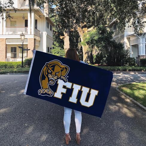 لافتات علم جامعة ديزرت كاكتوس فلوريدا الدولية علم بانثرز FIU 100% بوليستر للاستخدام الداخلي والخارجي 3 × 5 أقدام (نمط 1 أ) in Saudi Arabia