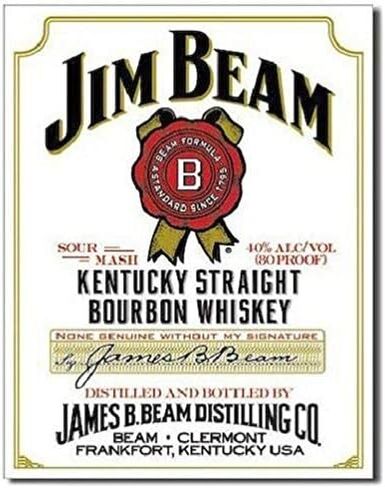 Nostalgic Jim Beam White Label Bourbon Whiskey Retro Emobssed Metal Tin Sign 8x12in in Kuwait