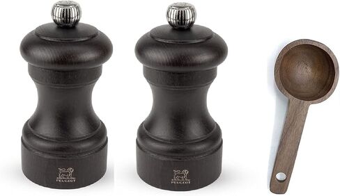 Peugeot Bistro 4-Inch Salt & Pepper Mill Gift Set, Chocolate - With Scoop (Salt & Pepper Mill Set) in Saudi Arabia