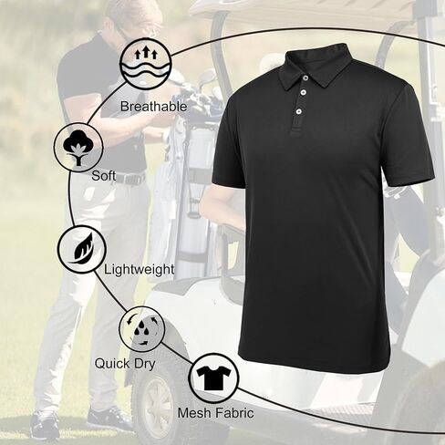 Mens Polo Shirts Short Sleeve Quick-Dry Moisture Wicking Dry Fit Golf Shirts for Men Athletic Sport Collared Shirts in Saudi Arabia