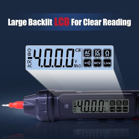 Multimeter, LONVOX Voltage Tester, 4000 Counts Pen Type Digital Multimeter, Electrical Tester for AC/DC Voltage, Live Wire, Resistance, Continuity, and Diode Tests, Multimeter Tester for Electricians in Saudi Arabia