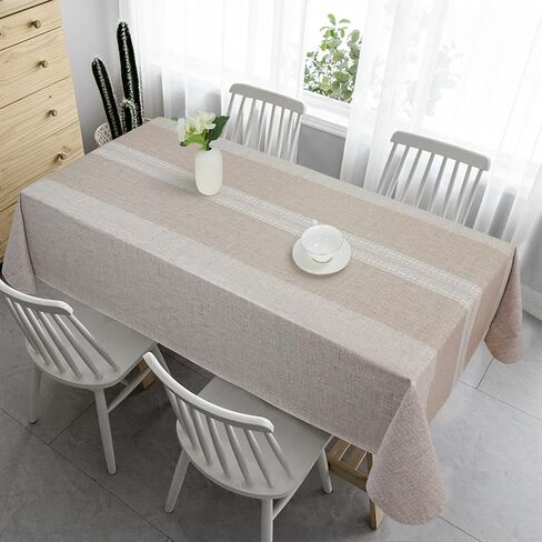 Vonabem 100% Waterproof Rectangle PVC Tablecloth, Vinyl Table Cloth Cover Oil Proof Spill Proof Wipeable Table Cloths for Indoor and Outdoor Use(Brown,52X70IN) in Saudi Arabia