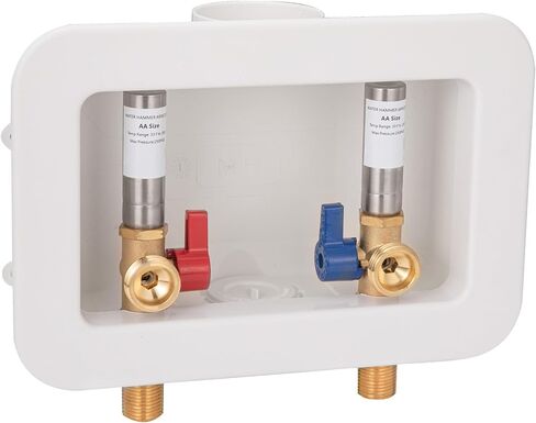 Washing Machine Outlet Box Sweat Thread with Hammer Arrestors and 2 inch Central Drain, 1/2 inch Thread, 1/2 inch Copper Sweat, Connection 3/4 inch Washing Machine Hoses in Saudi Arabia