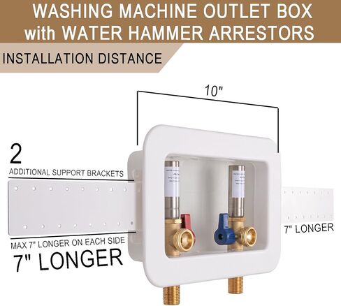 Washing Machine Outlet Box Sweat Thread with Hammer Arrestors and 2 inch Central Drain, 1/2 inch Thread, 1/2 inch Copper Sweat, Connection 3/4 inch Washing Machine Hoses in Saudi Arabia