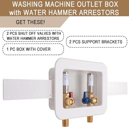 Washing Machine Outlet Box Sweat Thread with Hammer Arrestors and 2 inch Central Drain, 1/2 inch Thread, 1/2 inch Copper Sweat, Connection 3/4 inch Washing Machine Hoses in Saudi Arabia