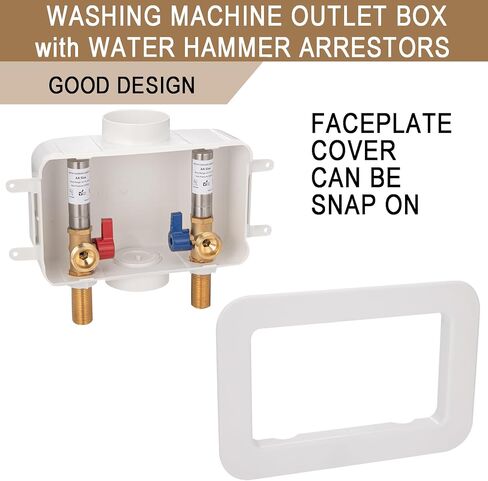 Washing Machine Outlet Box Sweat Thread with Hammer Arrestors and 2 inch Central Drain, 1/2 inch Thread, 1/2 inch Copper Sweat, Connection 3/4 inch Washing Machine Hoses in Saudi Arabia
