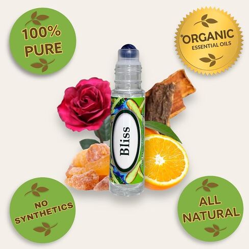 Bliss Organic Aromatherapy Essential Oils Roll-On More Powerful Than (Sandalwood) Frankincense Alone Evocative Rose Beauty and Romance Frangrence for Women - .388 Oz (Bliss) in Saudi Arabia