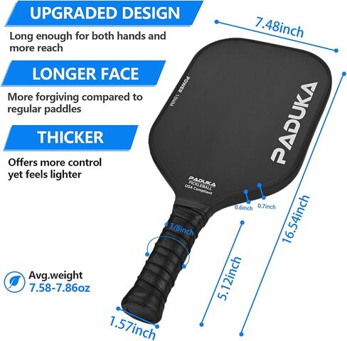 PADUKA Pickleball Paddle, Carbon Fiber Surface High Grit & Spin, 16MM Polypropylene Honeycomb Core, Lightweight Graphite Pickleball Paddles, Power, Hybrid & Control Paddles for Advancer & Professional in Saudi Arabia