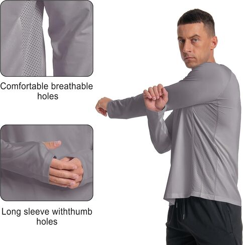 Men's Sun Shirts Long Rash Guard UPF 50+ UV SPF Protection Swim Fishing Running Shirts Lightweight Quick Dry in Saudi Arabia