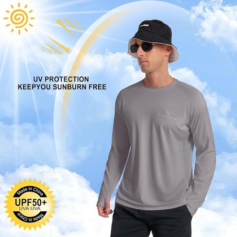 Men's Sun Shirts Long Rash Guard UPF 50+ UV SPF Protection Swim Fishing Running Shirts Lightweight Quick Dry in Saudi Arabia