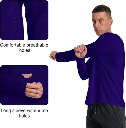 Men's Sun Shirts Long Rash Guard UPF 50+ UV SPF Protection Swim Fishing Running Shirts Lightweight Quick Dry in Saudi Arabia