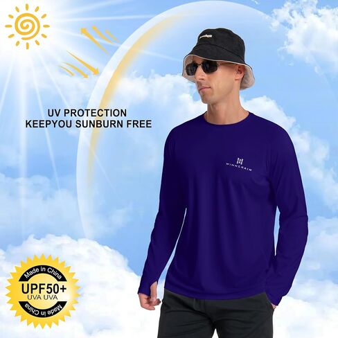 Men's Sun Shirts Long Rash Guard UPF 50+ UV SPF Protection Swim Fishing Running Shirts Lightweight Quick Dry in Saudi Arabia