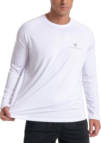 قمصان شمسية رجالية طويلة للطفح الجلدي UPF 50+ UV SPF حماية للسباحة والصيد والجري قمصان خفيفة الوزن وسريعة الجفاف in Kuwait