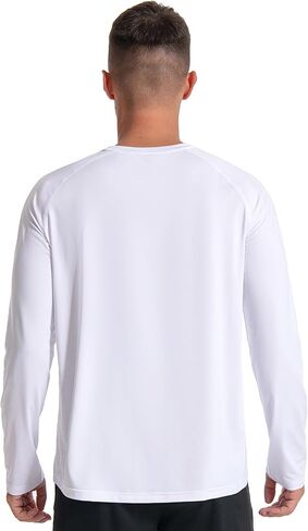 قمصان شمسية رجالية طويلة للطفح الجلدي UPF 50+ UV SPF حماية للسباحة والصيد والجري قمصان خفيفة الوزن وسريعة الجفاف in Kuwait