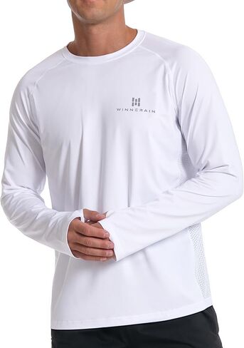 قمصان شمسية رجالية طويلة للطفح الجلدي UPF 50+ UV SPF حماية للسباحة والصيد والجري قمصان خفيفة الوزن وسريعة الجفاف in Kuwait