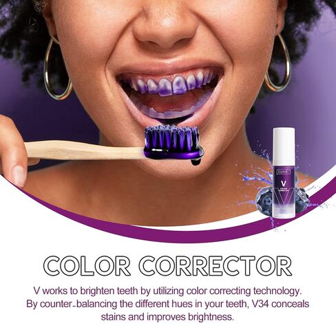 2PC Purple Toothpaste for Teeth Whitening, Color Corrector Toothpaste, Teeth Whitening Toothpaste, Stain Removal, Deeply Cleaning Gums, Improves Teeth Brightness & Reduce Yellowing in Saudi Arabia