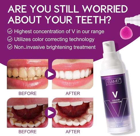 2PC Purple Toothpaste for Teeth Whitening, Color Corrector Toothpaste, Teeth Whitening Toothpaste, Stain Removal, Deeply Cleaning Gums, Improves Teeth Brightness & Reduce Yellowing in Saudi Arabia