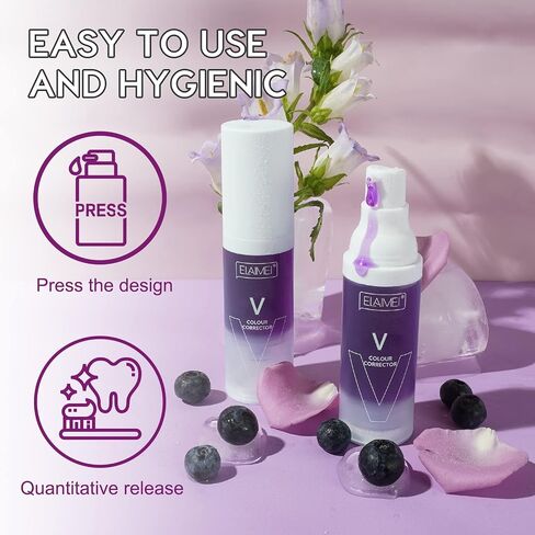 2PC Purple Toothpaste for Teeth Whitening, Color Corrector Toothpaste, Teeth Whitening Toothpaste, Stain Removal, Deeply Cleaning Gums, Improves Teeth Brightness & Reduce Yellowing in Saudi Arabia