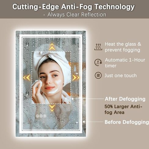مرآة حمام LED مقاس 40 × 24 بوصة - مرآة LED بإضاءة أمامية وخلفية للحمام - قابلة للتعتيم، مضادة للضباب، نمط إضاءة مُدخلة، مرآة حمام حديثة أكثر إشراقًا مثبتة على الحائط مع أضواء in Kuwait