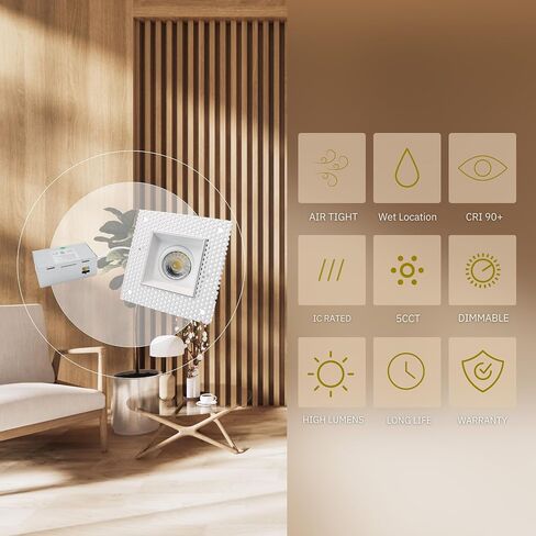 2 inch Gimbal Trimless Round Downlight Luminaire, Black Finish, LED Recessed Light Fixtures Dimmable 8W=65W, 600 Lumens, CRI 90+, IC Rated, 5CCT Selectable 2700K|3000K|3500K|4100K|5000K in Saudi Arabia