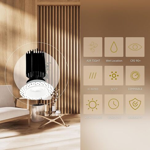 وحدة إضاءة سبوت مربعة بدون إطار مقاس 3 بوصات، تشطيب أبيض، تركيبات إضاءة LED غائرة قابلة للتعتيم 8 وات = 65 وات، 600 لومن، CRI 90+، تصنيف IC، 5CCT قابل للتحديد 2700K|3000K|3500K|4100K|5000K in Kuwait