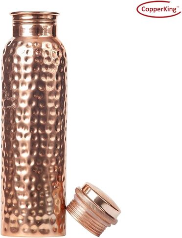 Hammered Infused Ayurvedic Pure Copper Water Bottle for Drinking 34oz - 1 Liter | Best Use for Gym, Office, School - Collage, Yoga, Sports Mens and Women in Saudi Arabia