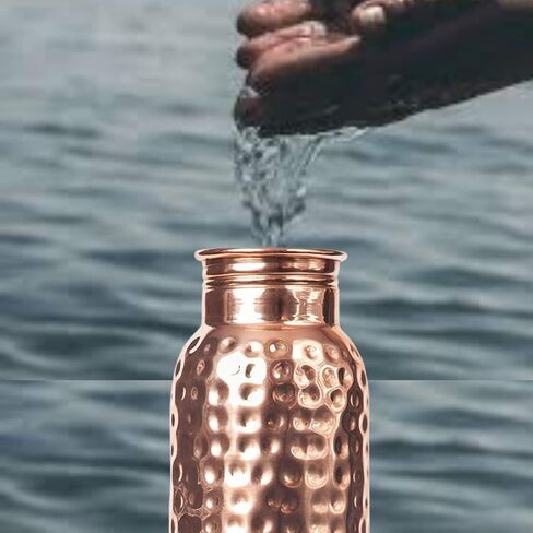Hammered Infused Ayurvedic Pure Copper Water Bottle for Drinking 34oz - 1 Liter | Best Use for Gym, Office, School - Collage, Yoga, Sports Mens and Women in Saudi Arabia