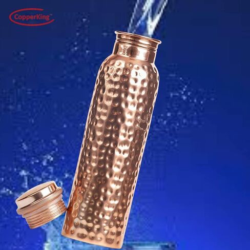Hammered Infused Ayurvedic Pure Copper Water Bottle for Drinking 34oz - 1 Liter | Best Use for Gym, Office, School - Collage, Yoga, Sports Mens and Women in Saudi Arabia