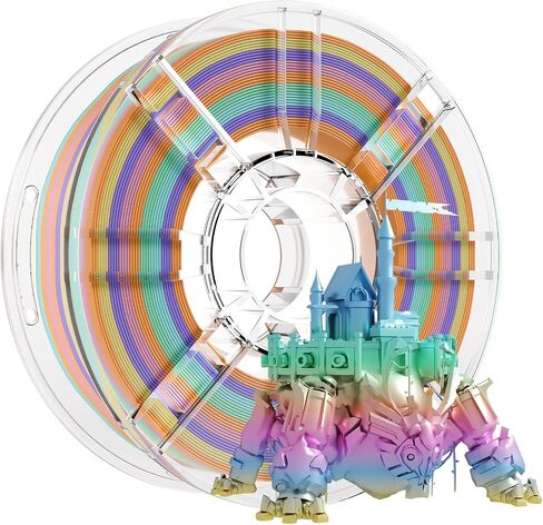 3D Rainbow PLA Filament 1.75mm, Rainbow PLA 3D Printer Filament Multicolor Color Changing Rainbow PLA Filament with Matte Blue Green Pink Purple Yellow, 3D Printing Filament 3D Filament, 2.2 lbs in Saudi Arabia