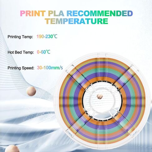 3D Rainbow PLA Filament 1.75mm, Rainbow PLA 3D Printer Filament Multicolor Color Changing Rainbow PLA Filament with Matte Blue Green Pink Purple Yellow, 3D Printing Filament 3D Filament, 2.2 lbs in Saudi Arabia
