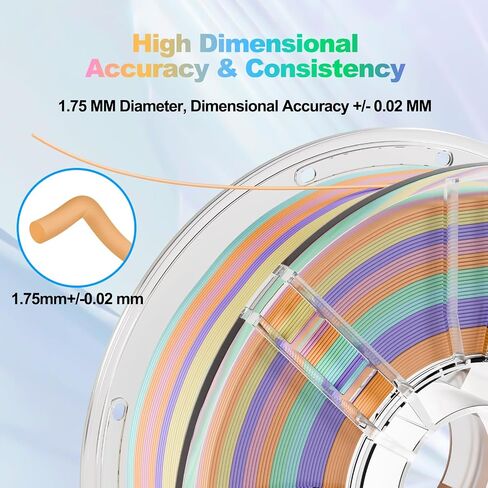 3D Rainbow PLA Filament 1.75mm, Rainbow PLA 3D Printer Filament Multicolor Color Changing Rainbow PLA Filament with Matte Blue Green Pink Purple Yellow, 3D Printing Filament 3D Filament, 2.2 lbs in Saudi Arabia