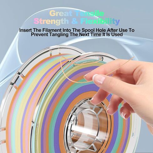 3D Rainbow PLA Filament 1.75mm, Rainbow PLA 3D Printer Filament Multicolor Color Changing Rainbow PLA Filament with Matte Blue Green Pink Purple Yellow, 3D Printing Filament 3D Filament, 2.2 lbs in Saudi Arabia