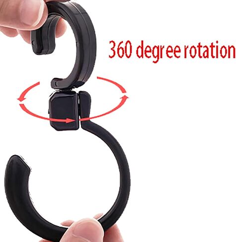 خطاف دوار قابل للطي على شكل حرف S 360 درجة قابل للطي متعدد الوظائف مقاس 3.9 × 1.2 × 1 بوصة خطاف تعليق بلاستيكي محمول للاستخدام الداخلي والخارجي، جراج المطبخ المنزلي باللون الأسود in Saudi Arabia