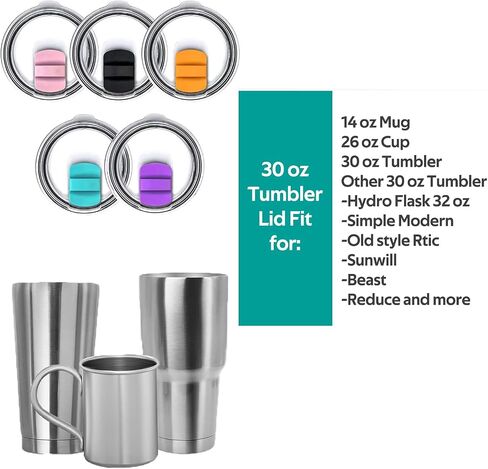 20oz Magnetic Tumbler Lid for YETI Rambler, Ozark Trail, and Old Style RTIC. Magnetic slider replacement, Magnetic Spill Proof Tumbler Cover included(5 Pack) in Saudi Arabia
